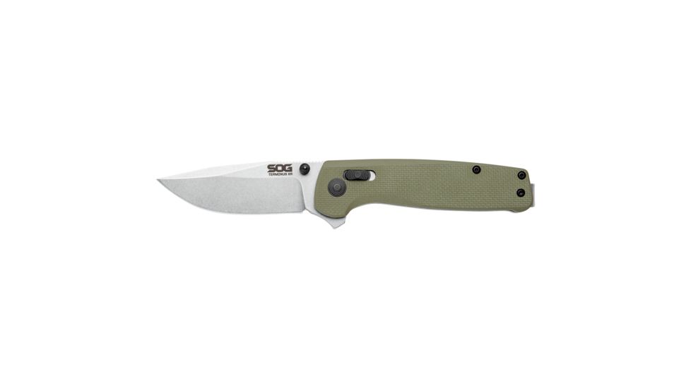 SOG Specialty Knives &amp; Tools Terminus XR Flipper 2.95in Folding Knife, G10, Olive Drab Green, Box, TM1022-BX