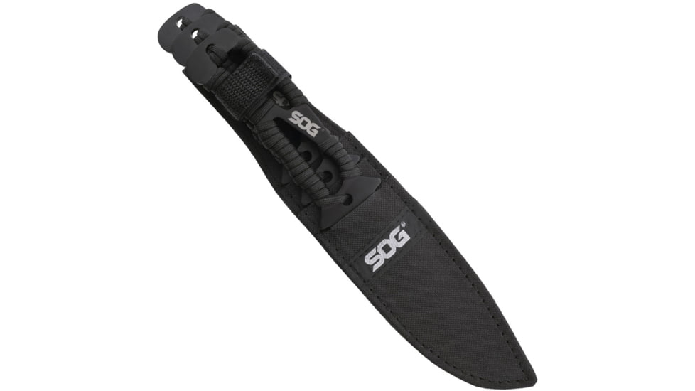 SOG Specialty Knives &amp; Tools Throwing Knives w/Nylon Sheath, 3-Pack, Stamped, 4.4in, 420 Stainless Blade, Black, Glass-Reinforced Nylon Handle, SOG-F041TN-CP