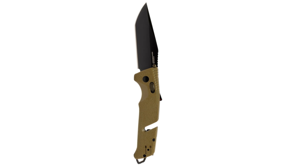 SOG Specialty Knives &amp; Tools Trident AT Folding Knives, 3.7in, CRYO D2, Plain Tanto Blade, FDE GRN Handle, 11-12-12-41
