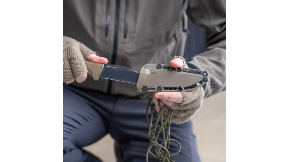 SOG Specialty Knives &amp; Tools Trident Fixed Blade Knife, 4.2in, CRYO 4116, Tanto, FDE, SOG-17-12-06-57