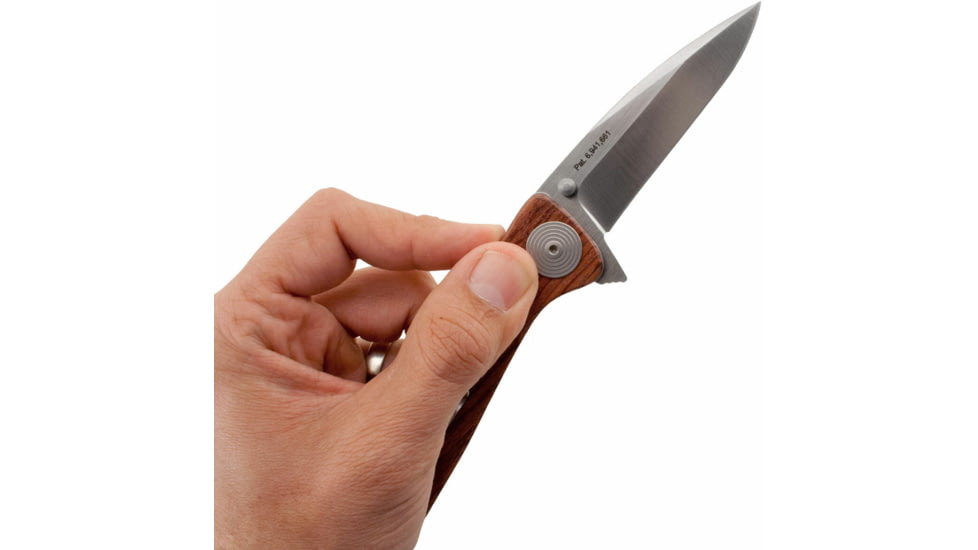 SOG Specialty Knives &amp; Tools Twitch II Folding Knife, 2.65in, AUS-8 Blade, Drop Point, Brown, Rosewood Handle, Silver, SOG-TWI17-CP