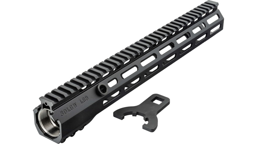 Sons of Liberty Gun Works L89 Drive Lock Rail M-LOK, 13.75in, w/ Built in Steel QD Sockets and Titanium Barrel Nut, Black, L89-13.75