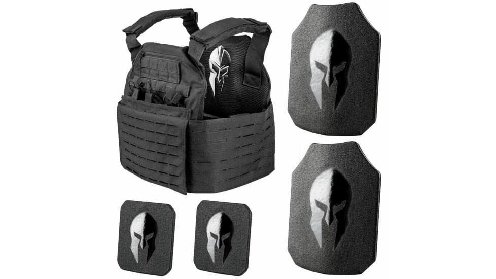 Spartan Armor Systems Achilles NIJ Certified AR550 Package, Small/Extra Large, Black, Adjustable, SA-AR550PKG-AC-BK-FC-SP