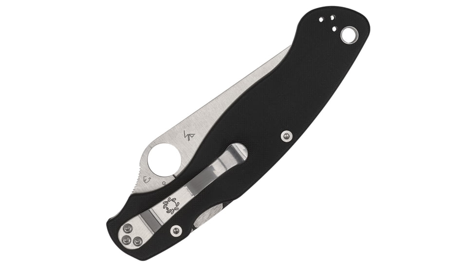 Spyderco Military 2 Folding Knife by Sal Glesser, 4in, CPM S30V, Plain Stonewashed, Drop Point Blade, Black Textured G10 Handle Includes Pocket Clip, C36GP2