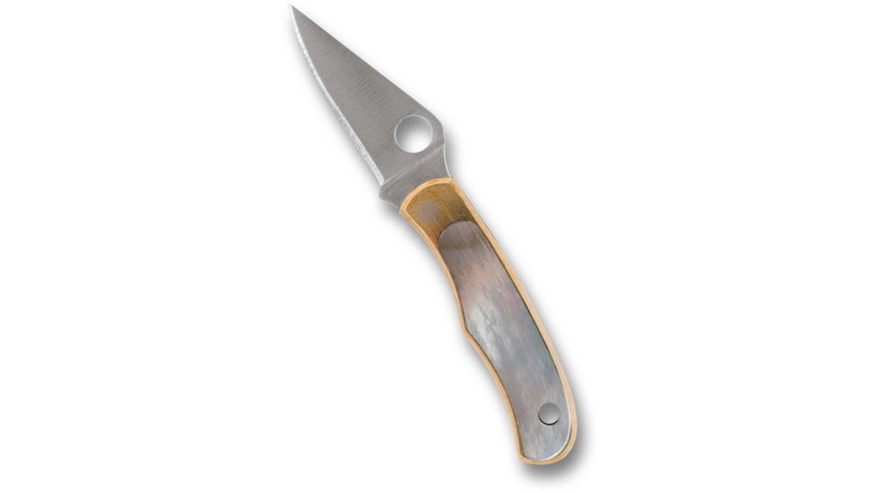Spyderco Bug Folding Knife, 1.26in, 12C27, Wharncliffe Blade, Nickel/Abalone, Silver Handle, C133AP