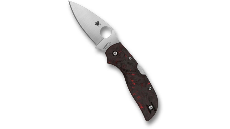 Spyderco Chaparral Folding Knife, 2.8in, CTS XHP, Leaf Blade, Satin Finish, Red Fatcarbon Carbon Fiber, Red Handle, C152CFRDP