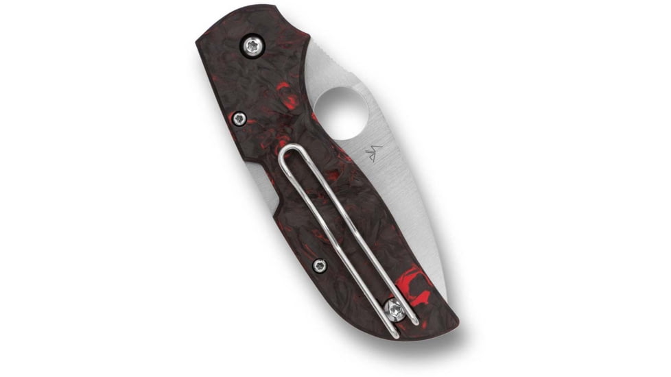 Spyderco Chaparral Folding Knife, 2.8in, CTS XHP, Leaf Blade, Satin Finish, Red Fatcarbon Carbon Fiber, Red Handle, C152CFRDP