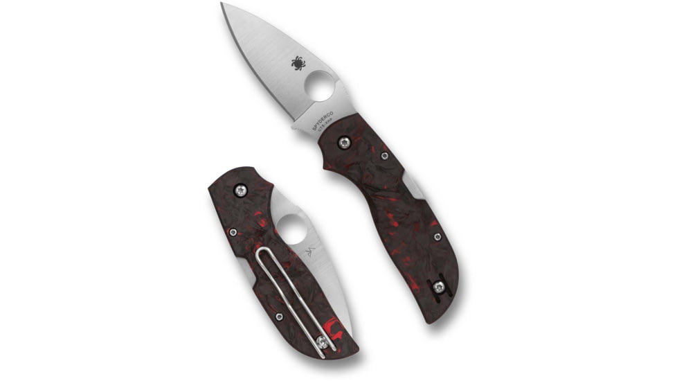 Spyderco Chaparral Folding Knife, 2.8in, CTS XHP, Leaf Blade, Satin Finish, Red Fatcarbon Carbon Fiber, Red Handle, C152CFRDP