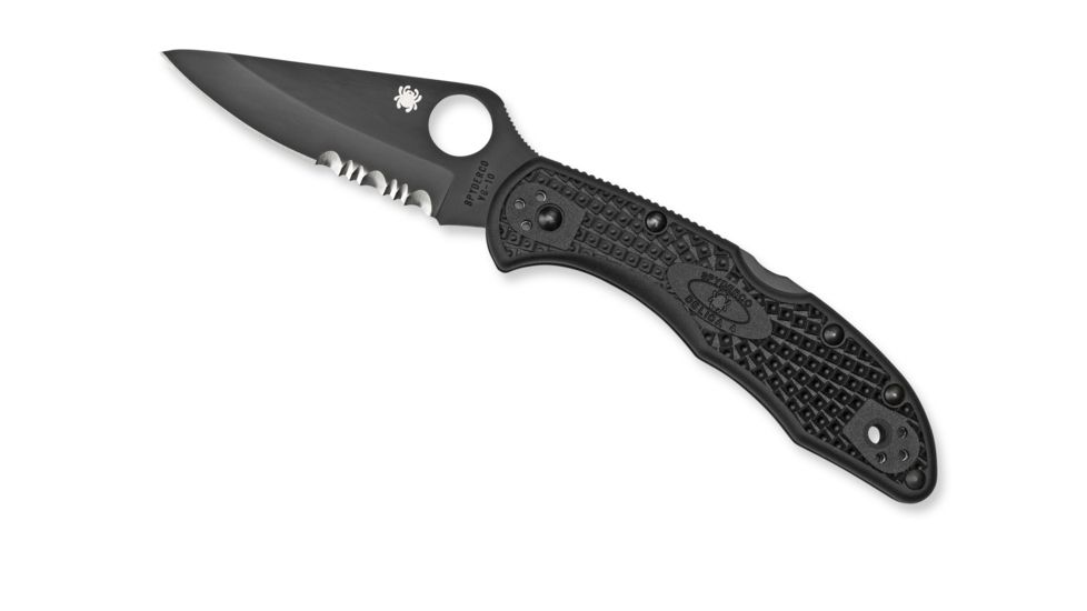 Spyderco Delica4 Lightweight Black FRN Handle, Black Blade PS Blade Fold Knife C11PSBBK