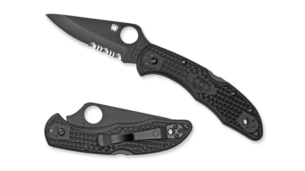 Spyderco Delica4 Lightweight Black FRN Handle, Black Blade PS Blade Fold Knife C11PSBBK