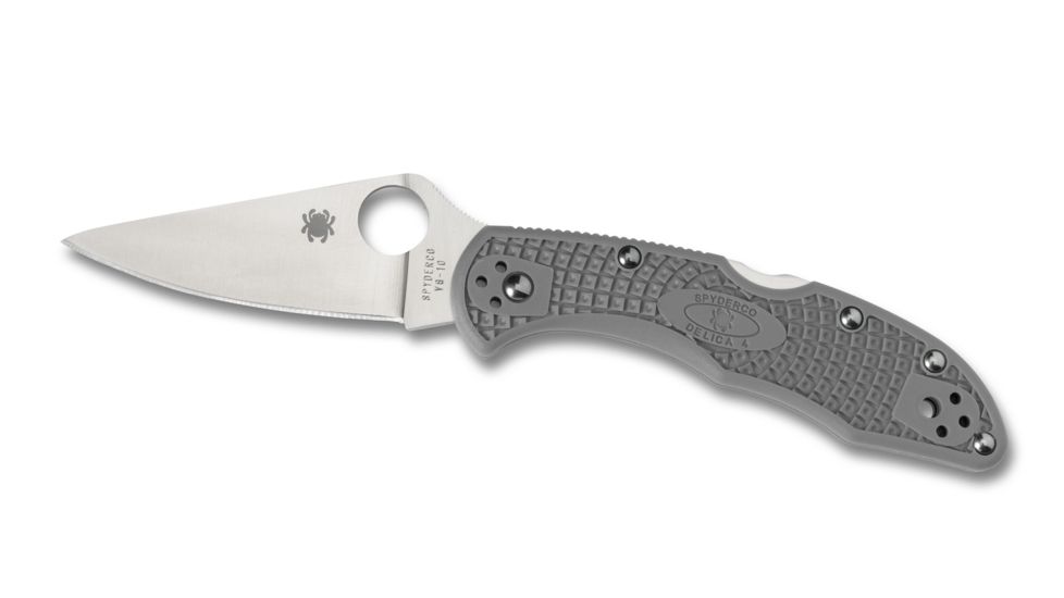 Spyderco Delica4 Lightweight Gray FRN Handle, Flat Ground FE Blade Fold Knife C11FPGY