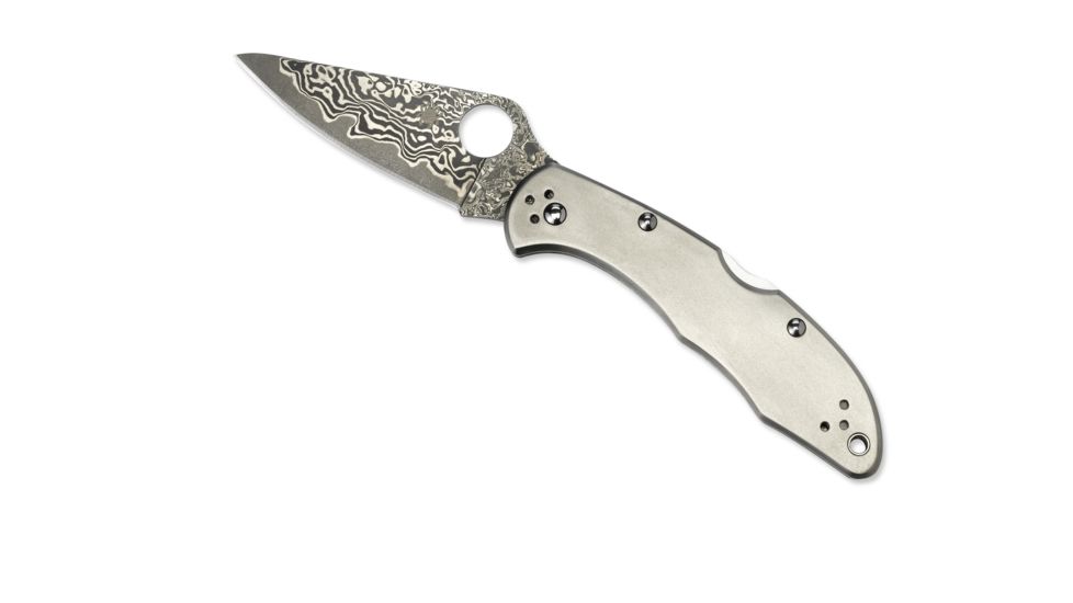 Spyderco Delica4, Titanium Handle, Damascus Plain C11TIPD