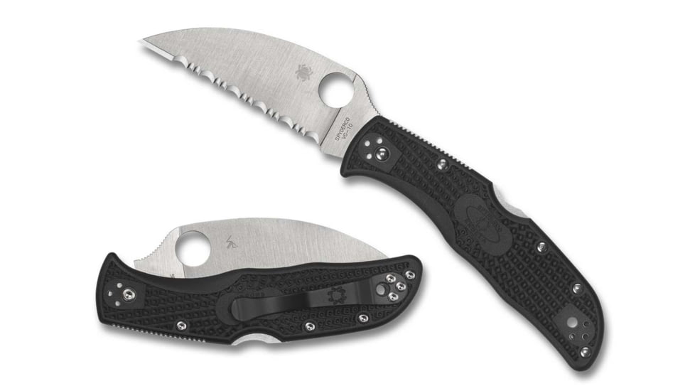 Spyderco Endela Lightweight Wharncliffe Reveal 9 Folding Knife, Sal Glesser, 3.4in Satin VG-10 Blade, SpyderEdge, FRN Black Handle, C243FSWCBK