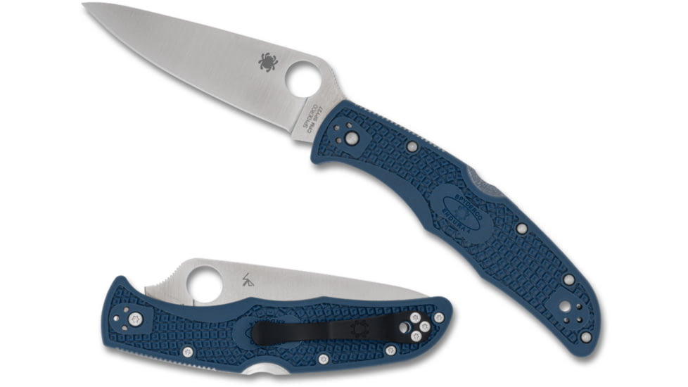 Spyderco Endura 4 Folding Knife, 3.8in, CPM SPY27, Satin, Modified Clip, FRN Blue Handle, C10PCBL