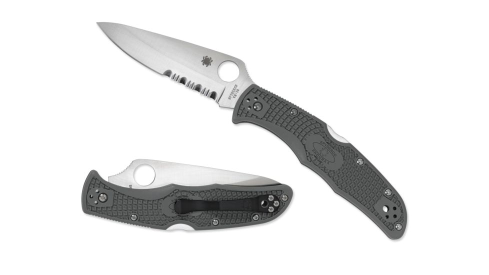 Spyderco Endura 4 Folding Knife, 3.8in, VG-10, Clip Point, Partially Serrated Blade, Foliage Green FRN Handle, C10PSFG