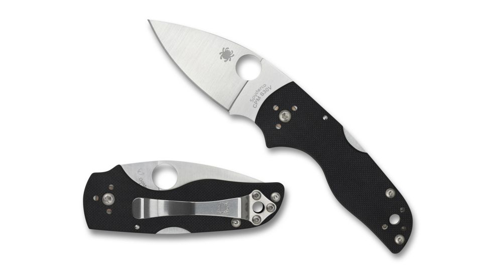 Spyderco Lil' Native G-10 Mid Back Lock PlainEdge Folding Knife, Black, C230MBGP