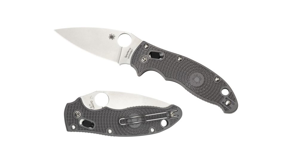 Spyderco Manix 2 Folding Knife, 3.37in, Maxamet, Drop Point, Gray Handle, C101PGY2