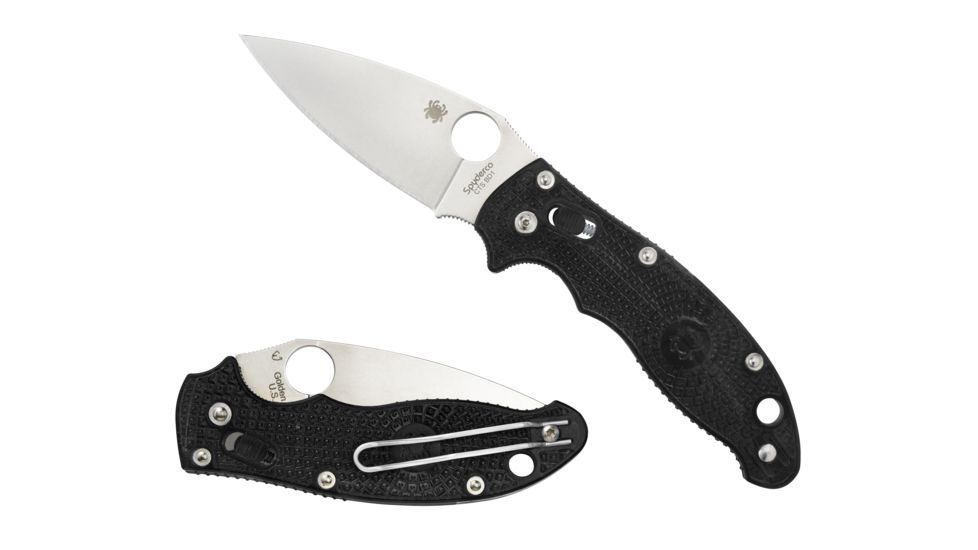 Spyderco Manix2 Black FRCP PlainEdge Folding Knife C101PBK2