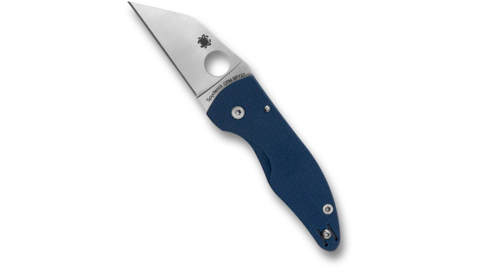 Spyderco Microjimbo Folding Knife, 2.45in, CPM SPY27, Wharncliffe Blade, G-10 Blue Handle, C264GPCBL
