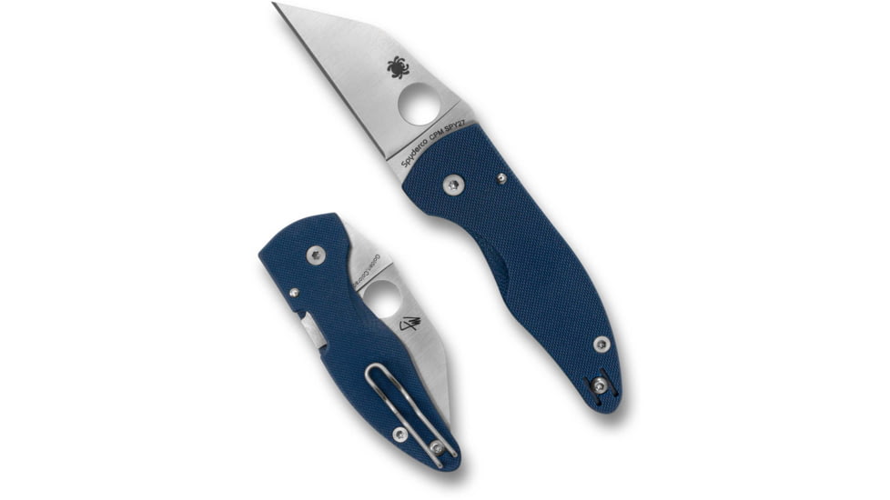 Spyderco Microjimbo Folding Knife, 2.45in, CPM SPY27, Wharncliffe Blade, G-10 Blue Handle, C264GPCBL