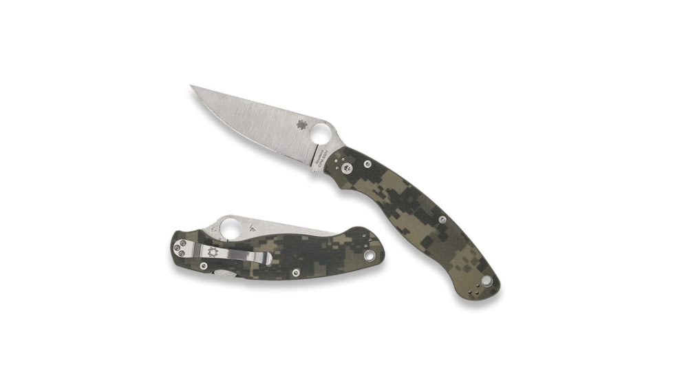 Spyderco Military 2 Folding Knife by Sal Glesser, 4in, CPM S30V Steel, Plain Clip Point Blade, G10, Digital Camo Handle, C36GPCMO2