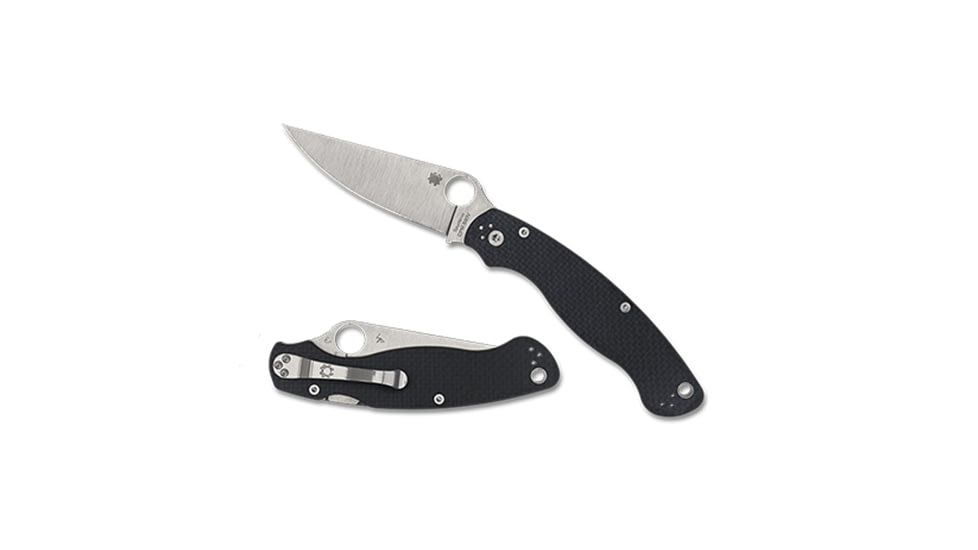 Spyderco Military 2 Folding Knife, 4in, CPM-S90V, Clip Point Blade, Black Carbon Fiber Handle, C36CFP2