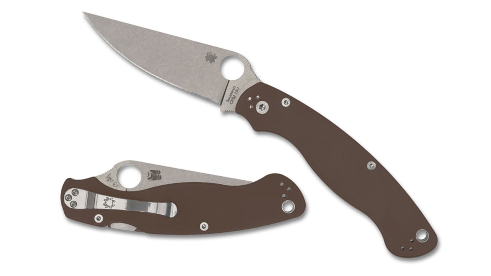 Spyderco Military 2 Folding Knife, 4.02 in, CPM 15V, Brown, G10, C36GPBN15V2
