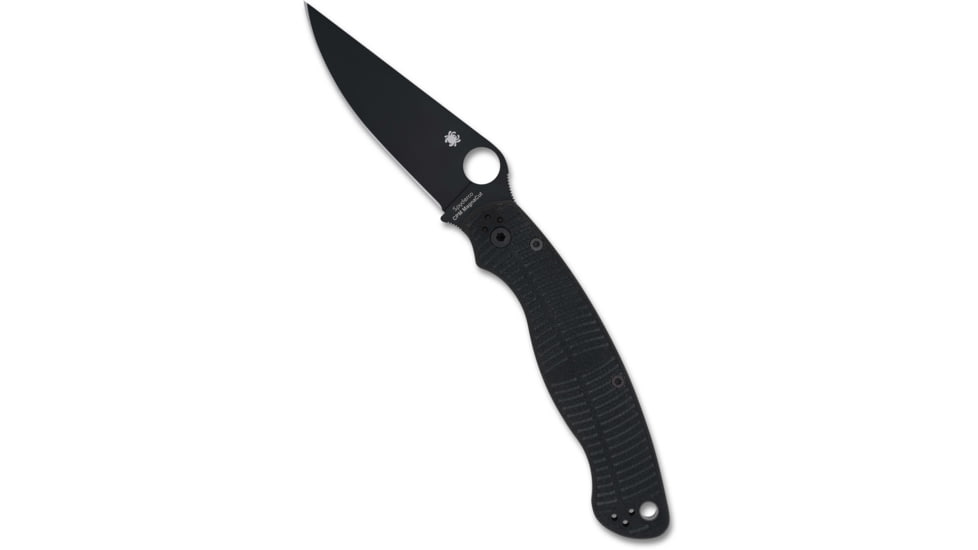 Spyderco Military 2 Folding Knife by Sal Glesser, 4in, CPM MagnaCut, Modified Clip, DLC, G-10, Black Handle, 716104018840
