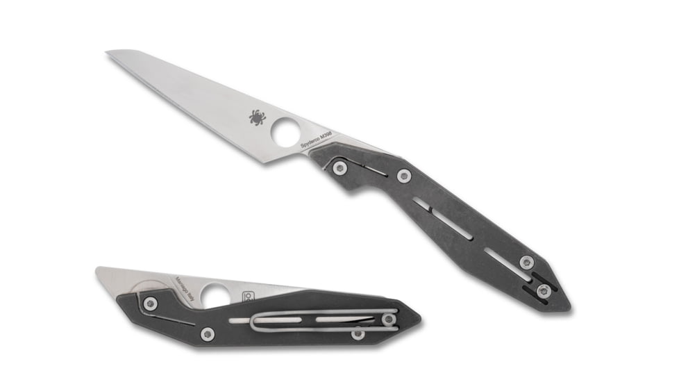 Spyderco NAND Folding Knife, 3.19 in, M398, Grey, Titanium, C270TIP