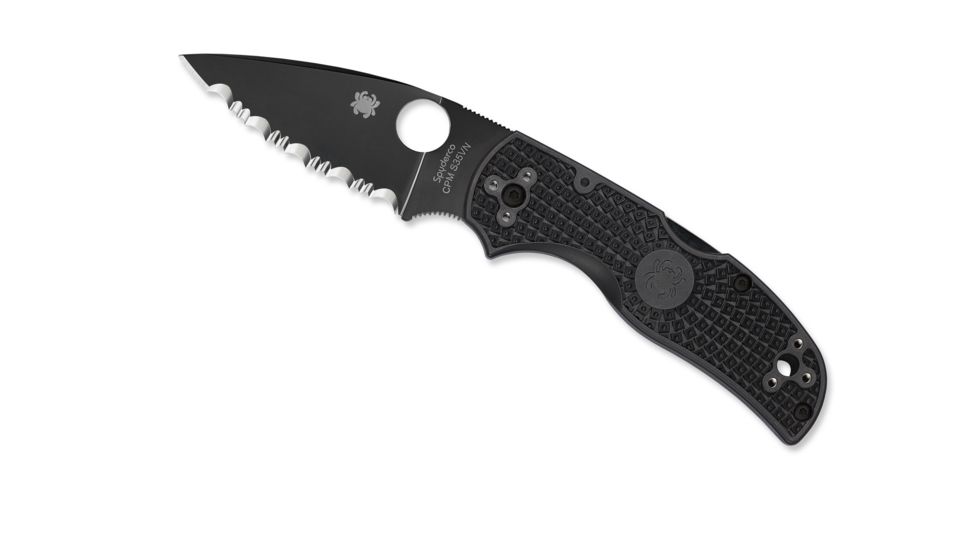 Spyderco Native 5 Lightweight Folding Knife, 3.11in, CPM S30V, Drop Point, Black Blade, Serrated, FRN Black Handle, C41SBBK5