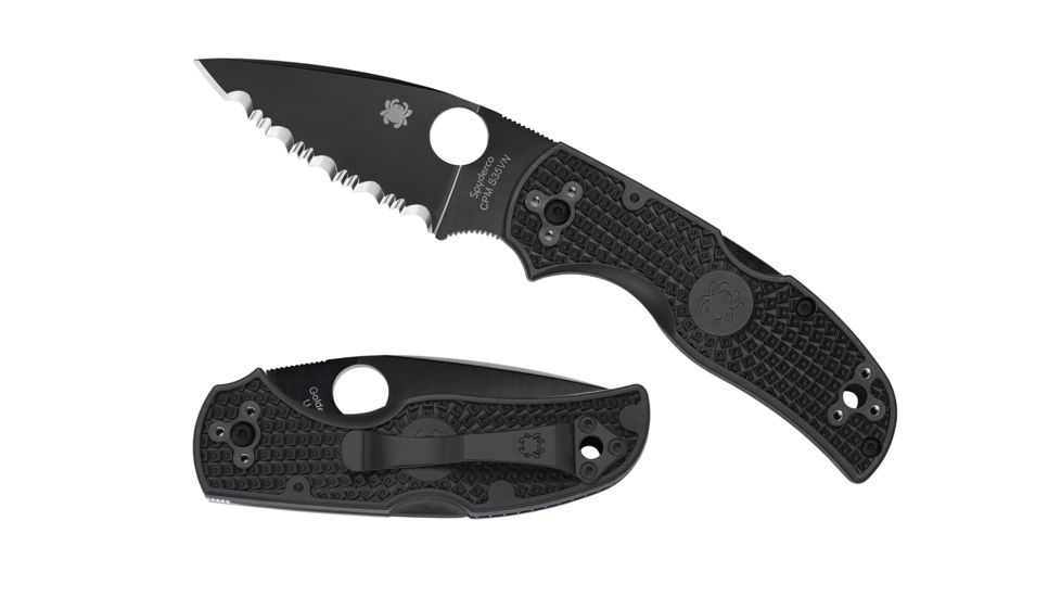Spyderco Native 5 Lightweight Folding Knife, 3.11in, CPM S30V, Drop Point, Black Blade, Serrated, FRN Black Handle, C41SBBK5
