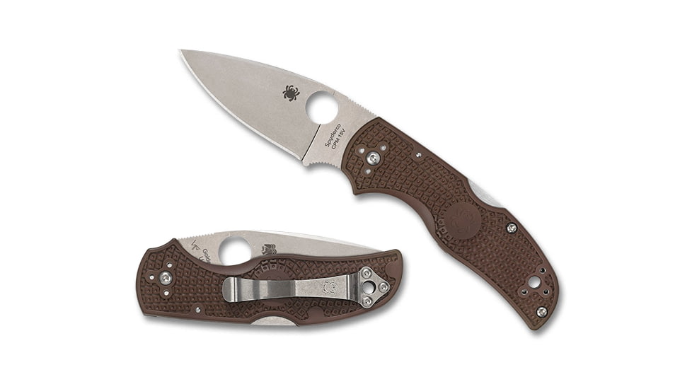 Spyderco Native 5 Folding Knives, 2.95in, CPM 15V, FRN, Satin, Brown, 716104018192