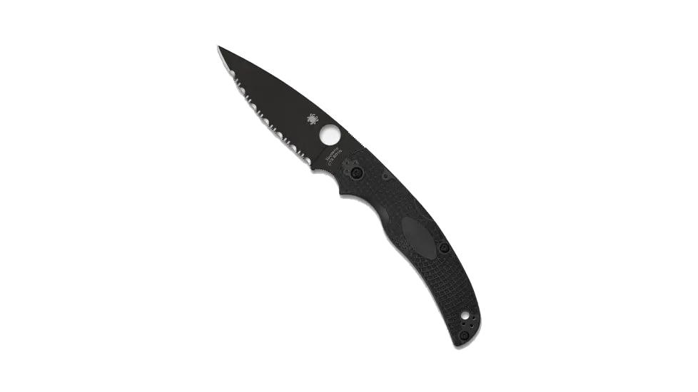 Spyderco Native Chief Lightweight Folding Knife, 4.02in, CTS-BD1N Stainless Steel, Drop Point, Black DLC, Fully Serrated, Black, C244SBBK