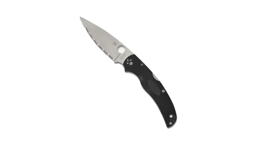 Spyderco Native Chief Lightweight Folding Knife, 4.02in, CTS-BD1N Stainless Steel, Drop Point, Satin, Fully Serrated, Black, C244SBK