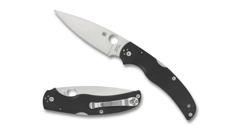 Spyderco Native Chief Plain Edge Folding Knife, 4.08in, G-10, 4-position, Black, C244GP