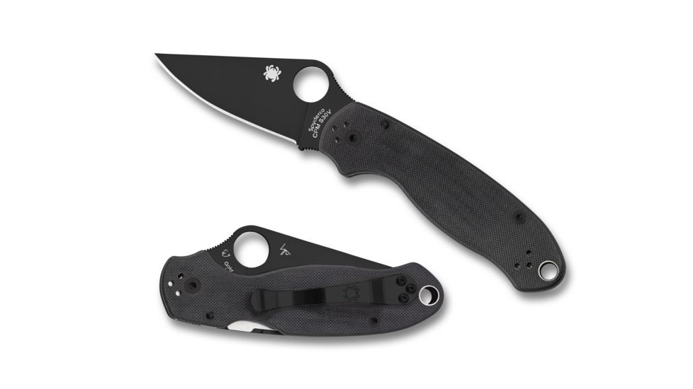 Spyderco Para 3 Folding Knife, Plain Edge, Black Handle, C223GPBK