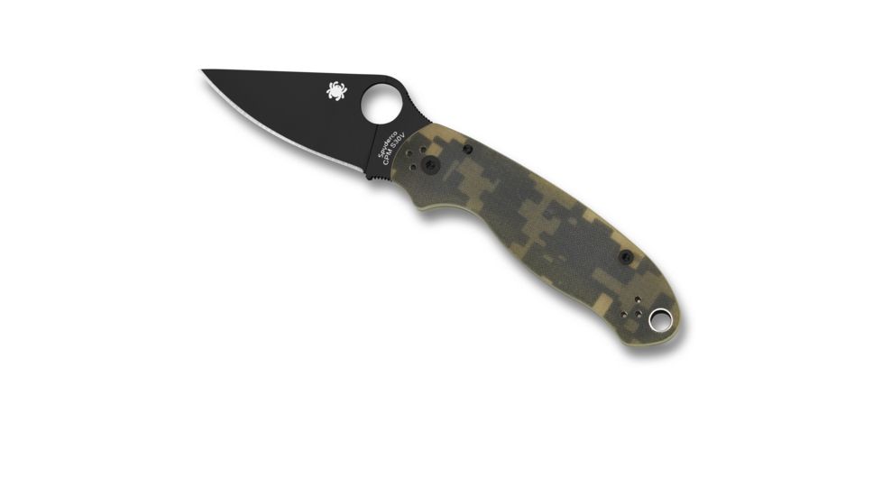 Spyderco Para 3 Folding Knife, Plain Edge, Digital Camo Handle, Black Blade, C223GPCMOBK