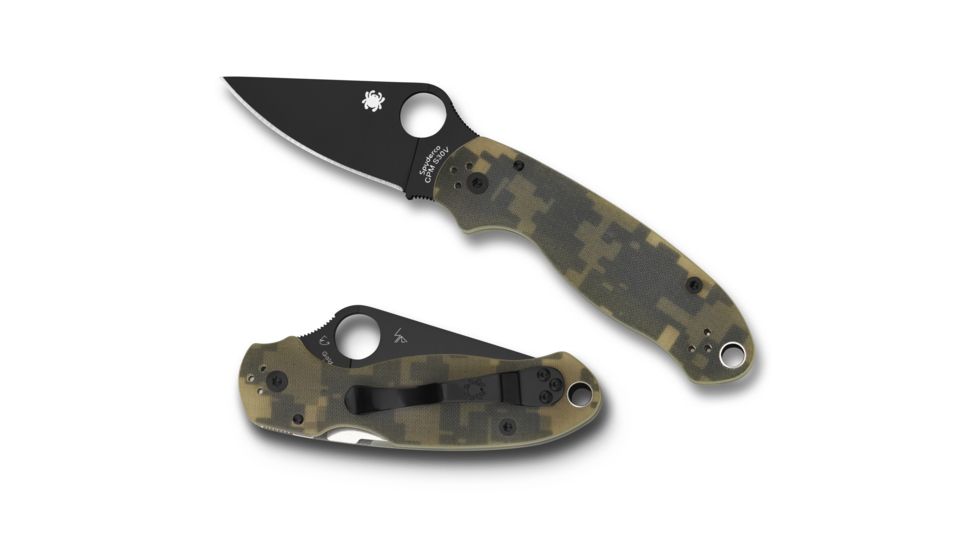 Spyderco Para 3 Folding Knife, Plain Edge, Digital Camo Handle, Black Blade, C223GPCMOBK