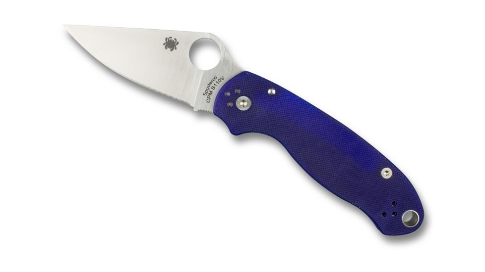 Spyderco Para 3 Folding Knife, Plain Edge, Satin Finish, Dark Blue Handle, C223GPDBL