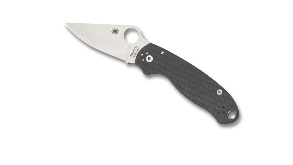 Spyderco Para 3 Folding Knife, Plain Edge, Satin Finish, Dark Gray Handle, C223GPDGY