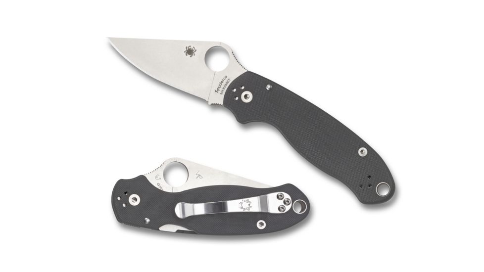 Spyderco Para 3 Folding Knife, Plain Edge, Satin Finish, Dark Gray Handle, C223GPDGY