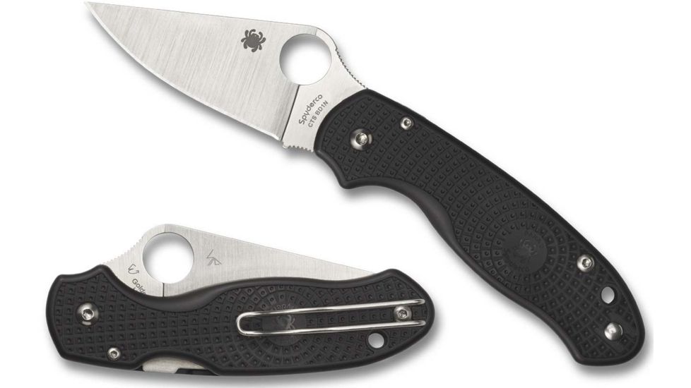 Spyderco Para 3 Lightweight Folding Knife, 2.93in, CTS BD1N, Plain Leaf Blade, FRN Black Handle, C223PBK