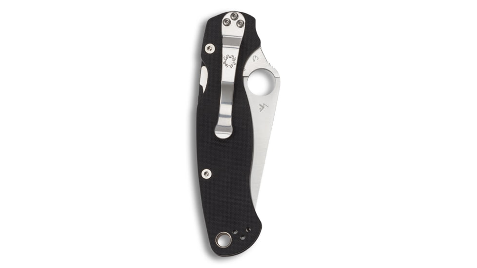 Spyderco Para Military 2 Folding Knife, 3.45 in, CPM S45VN, Black, G-10 Handle, PlainEdge Blade, C81GP2