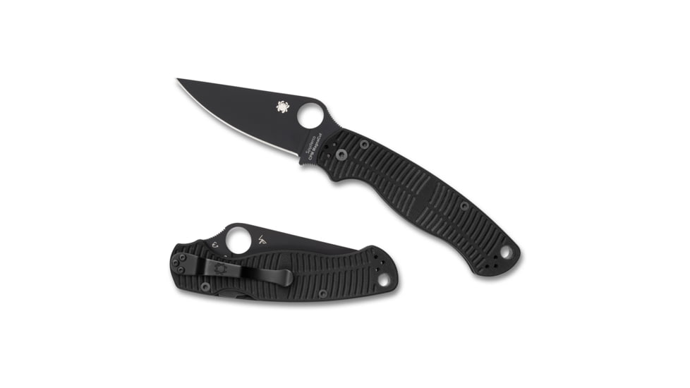 Spyderco Para Military 2 Folding Knife, 3.45in, CPM MagnaCut Stainless Steel, Drop Point, G-10, Black Handle, C81GMCBKP2