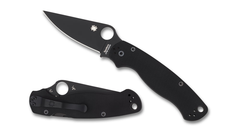 Spyderco ParaMilitary 2 Folding Knife, 3.45 in, CPM S45VN, Black, G-10 Handle, PlainEdge Black Blade, C81GPBK2