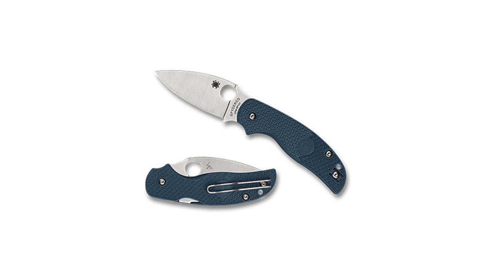 Spyderco Sage 5 Folding Knife, 3 in, CPM SPY27, Spear Point Blade, Plainedge, FRN Cobalt Blue Handle, C123PCBL