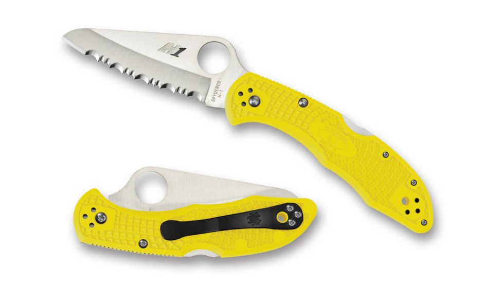 Spyderco Salt 2 Lightweight FRN Handle 7.25in SpyderEdge Folding Knife, Yellow, C88SYL2