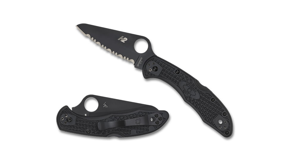Spyderco Salt 2 Plain Lockback Folding Pocket Knife, FRN Black Handle, Black Blade, C88PBBK2
