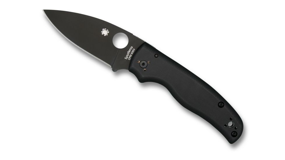 Spyderco Shaman G-10 PlainEdge Folding Knife, Black/Black Blade, C229GPBK