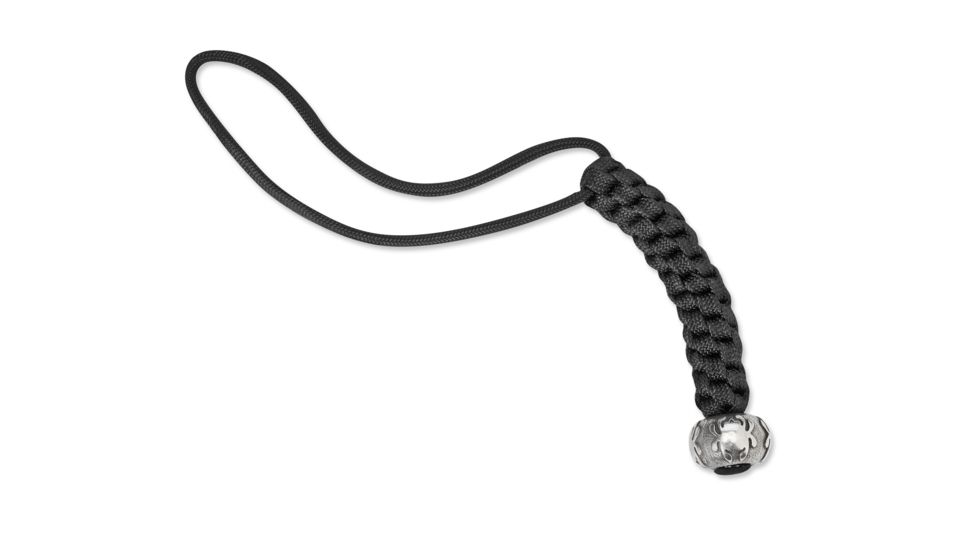 Spyderco Round Pewter Bead, Black Paracord Lanyard BEAD2LY